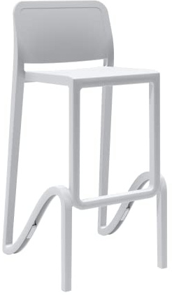 Sgabello Alto Impilabile per Interni ed Esterni in Polipropilene Giano Bianco Made in Italy per Casa Bar Ristorante