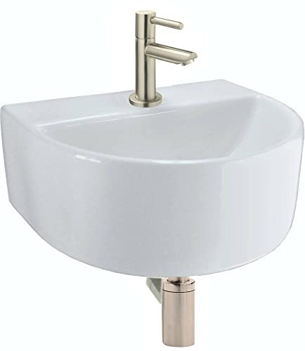 Saqu 1-Pack Waschbecken mit Armatur Gebürsteter Stahl - Waschbecken für Unterschrank, Waschtisch für Gäste WC