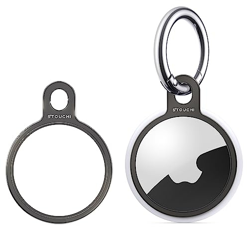 Stouchi AirTag Schlüsselanhänger Rostfreier Stahl Air Tag Case Holder Cover mit Schlüsselanhänger Einfache Einrichtung Schlankes Design für AirTags Key Finder Air Tags Zubehör
