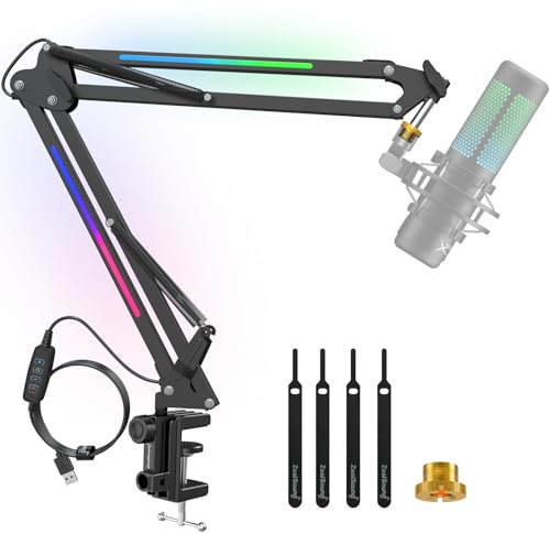 ZealSound Mikrofon Arm, Verstellbarer Boom Arm Ständer für HyperX QuadCast/Blue Yeti & Handheld Mic, mit Robuste Tischhalterung & 3/8 auf 5/8 Adapter – Geschenk für Gamer YouTuber