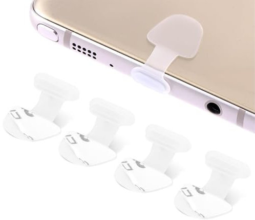IOSPKKIO® Pack of 4 Type C Port Dust Caps, Type C Phone Anti Dust Charging Port Plug, Schützen Sie Ihre Geräte mit Anti-Staub-Stecker, Anti-Verlust-Schutzhülle - transparent