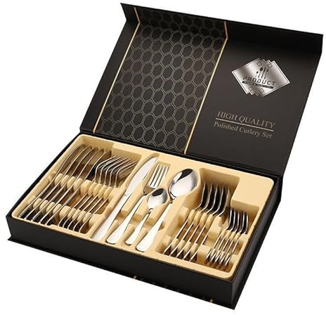 Chabatime Premium Besteck Set I für 6 Personen I 24-teilig I Edelstahl Besteck Set I Spiegelpoliert I Spülmaschinenfest (24, Edelstahl)