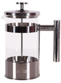 Any Morning French Press 600 ml Glas/Edelstahl, Silber, für Kaffee und Tee | Borosilikatglas, Edelstahlfiltersystem, 3-Schicht-Filtration, für Kaffee und Tee, ohne Papierfilter, leicht zu reinigen