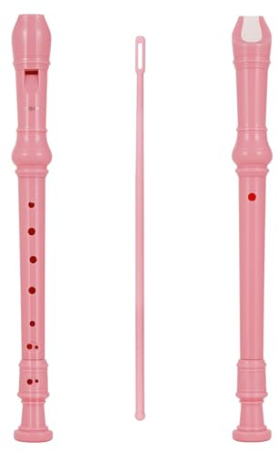 ABS Recorder Instrument, 8 Hole Flute Plastic German Fingering, Soprano Recorder Instrument for Beginners School Student Home Entertainment (Pink)