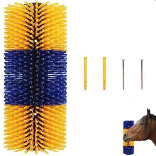 YIJIEHH Kratzbürste Für Nutztiere, Massagebürste, Kratzbürste Pferd Mit 2 Schrauben Halbrunde Pferdebürste Kuhbürste Massagebürste Für Schaf Pferd Kuh Schweine, Langlebig Und Elastisch-Yellow
