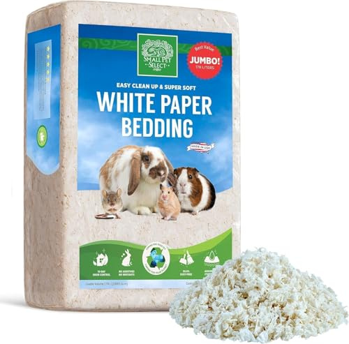 SMALL PET SELECT Premium Small Animal Bedding, Unbleached White Paper Bedding for Small Indoor and Outdoor Pets, Made in USA, White, 178 Litre