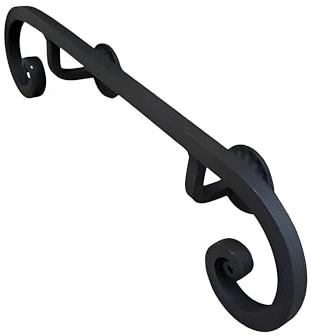 Corrimano in Ferro Battuto Modello Domus, Lunghezza 50-400 cm, Diametro 16 mm, Colore Nero Antracite, corrimano per scale, balconi, scale interne/esterne (Nero Antracite, 90 cm)