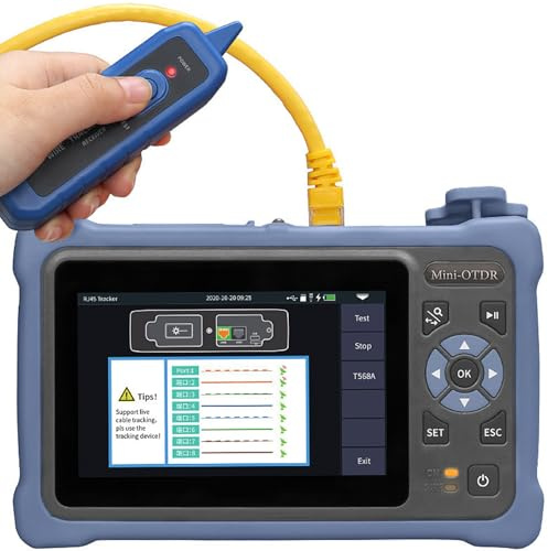 HENGCMM Mini-PRO OTDR 1310/1550nm Tester per Fibre ottiche A-800U Interfaccia UPC/APC 12 in 1 Tester per Fibra Ottica Multifunzionale Campo di Prova 5m-100Km Campo dinamico 24dB/22dB,UPC