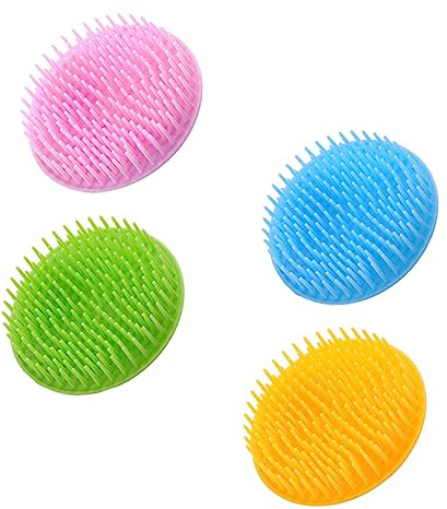 Kopfhautbürste Massagekamm 4 Stück Kunststoff für Haarwäsche | Haare Glänzend Pflegen, Nasse oder Trockene Anwendung, für Damen und Herren, Praktisches Viererpack