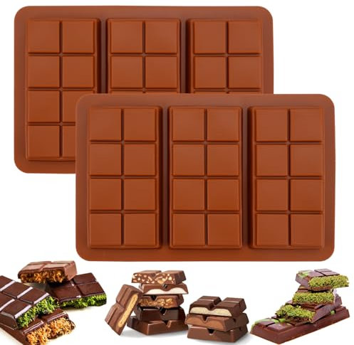 Molde de Silicona Para Chocolate 2 Piezas Antiadherente, Sin BPA, Para Barras de Caramelos y Cubitos de Hielo