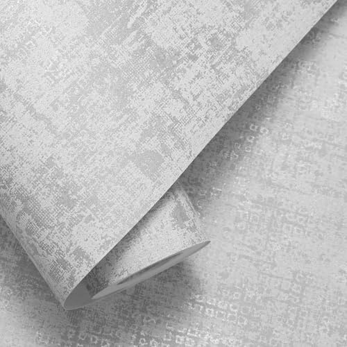 Trafagala Grey Mix Plain Wallpaper Metallic Detailing Concrete Effect Wall Paper Roll No Match Wallpaper for Adults Kids Bedroom Living Room Hallway and Stairs