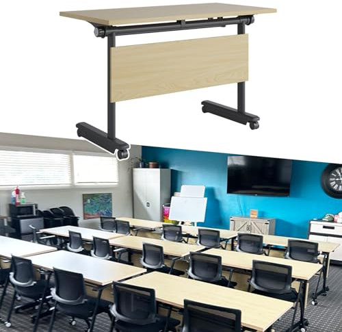 PVYGDXYI Zusammenklappbarer Konferenztisch, rechteckiger Konferenztisch für 2–9 Personen, Seminartisch für Büro, Konferenzraum (1, 140 cm L x 54,9 cm B x 74,9 cm H)