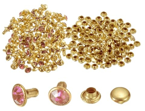 sourcing map 100 remaches de cristal de 6 mm, remaches rápidos de diamantes de imitación para ropa, cuero, manualidades, decoración, manualidades, cuero, manualidades, manualidades, manualidades
