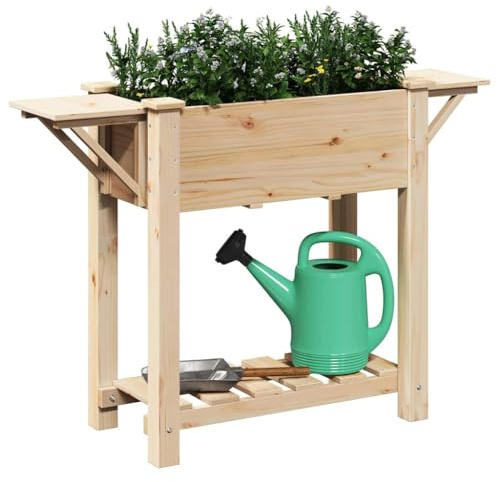 vidaXL Garten-Pflanzgefäß Beige 111 x 37 x 76,5 cm | Passe die Höhe der Armlehnen für mehr Komfort an, Bietet ausreichend Platz für verschiedene Pflanzen,