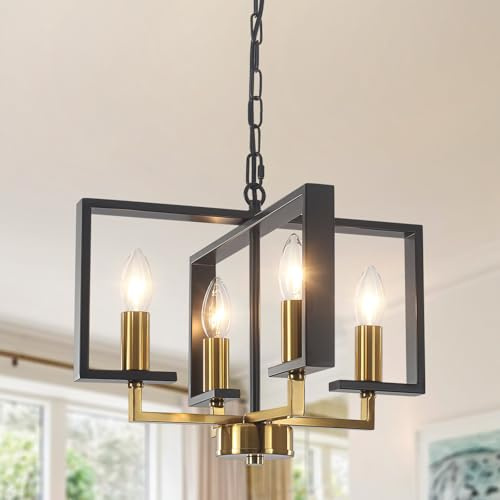 QAREHL kronleuchter, Modern Pendelleuchte Esstisch HöHenverstellbare Rustikal Metall Geometrisch HäNgeleuchte, HäNgelampe Schlafzimmer füR KüCheninsel Flur Esszimmer Eingang 4* E14 Fassung
