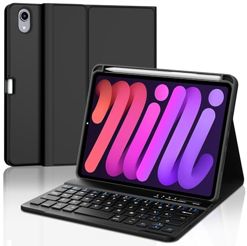 Occtingkind Funda con Teclado para iPad Mini 7 8.3 Pulgadas 2024 | [Español] Magnético Magnéticamente Bluetooth Teclado con Funda Delgada para Tablet iPad Mini 7/6 2024/2021, Negro