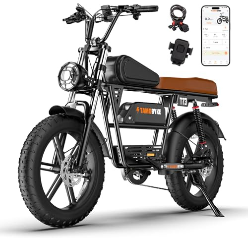 T73 Retro Style Electric Bike for Adults,1000W Motor 48V 15.6AH Removable Battery Off-Road Electric Dirt Bike,30 MPH Ebike with 20x4 Fat Tires, 7-Speed Gears Dual Hydraulic Brake & Full Suspension