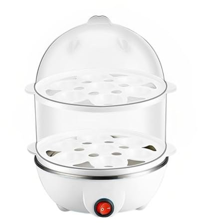 Electric Egg Boiler - Quick And Healthy Cooking Large Capacity Electric Egg Cooker PP Eggs Boiler Egg Steamer Boiled Egg White 2 Layers UK
