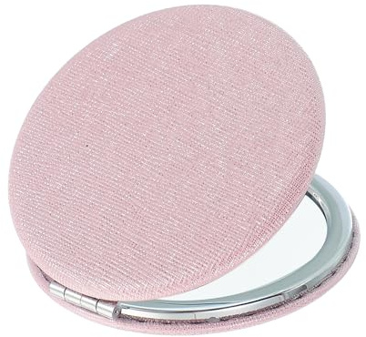 sourcing map Kleiner Taschenspiegel für Geldbörse, runde Vergrößerung, faltbar, silberfarben, Make-up-Handspiegel, Taschenspiegel für Damen, Geldbörse, Reisen, Mädchen, Geschenk (Rosa, 7,5 cm)