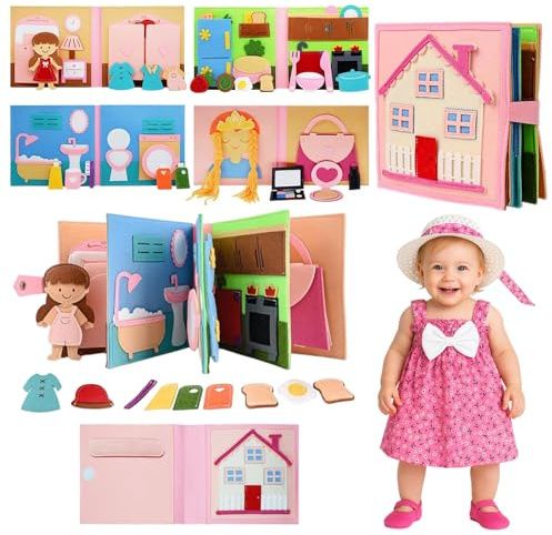 3D Filz Busy Board Montessori Spielzeug für Kinder 1-6 Jahren(Make-up) | Beschäftigungsbuch Pädagogisches,Lernspielzeug aus weichem Filz,Fördern Sie spielerisch Konzentration & Feinmotorik