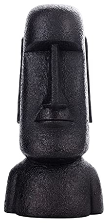 AlluraPet Estatua de resina de la isla de Pascua, decoración de megalitos masivos, estilo retro, cabeza romana, adorno de escritorio, color negro, 11,5 x 10,8 x 22,5 cm