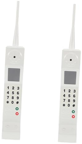 DECOMELODY Telefono Vintage retrò 2 Pezzi in Materiale Robusto, Decorazione per Casa e Vetrina, Oggetto di Scena Cellulare Vecchio Stile Anni 80 e 90