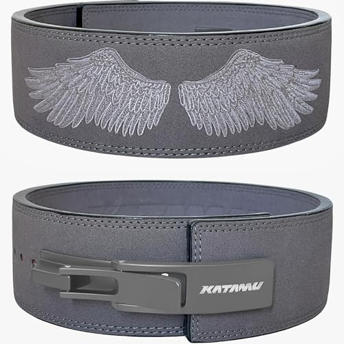 USPA & IPL Approved Katamu Lever Belt with 10mm & 13mm Leather Support | Premium Powerlifting Belt with Steel Lever Buckle for Squats & Deadlifts - Weight Lifting Belt for Powerful Strength Training