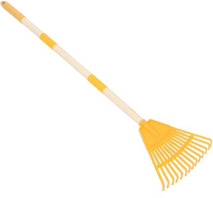 MERRYHAPY Rastrillo de Jardín de Plástico Amarillo Dientes con Mango Desmontable Ergonómico para Césped Arbustos y Macizos de Flores Herramienta para Exteriores y Camping