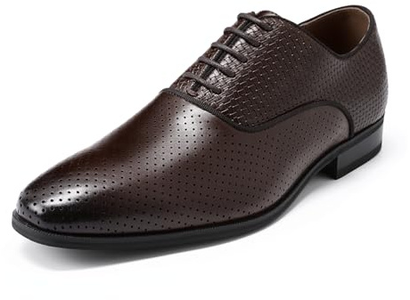 YFFUSHI Zapatos de Cordones para Hombre Oxford Perforados y Transpirables en PU Tejido Trabajo Traje Boda