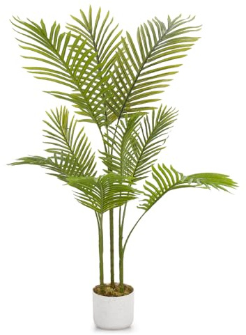 GarveeHome Areca-Palme - Pianta artificiale, 105/110 cm, alta per interni, con vaso bianco