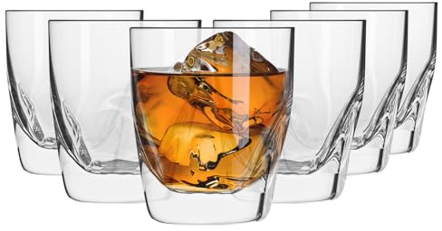 KROSNO Everyday Whiskygläser 260 ml, 6er Set für Scotch & Bourbon | Whisky, Scotch, Bourbon, bleifreies Kristallglas, dicker Boden, für Spirituosen, Geschenkidee