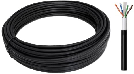 RosenetSys 25m Cat6 Heavy Duty External SOLID COPPER Double Lined UTP Network Cable for Outdoor Use BLACK Coiled 50m 100m 305m