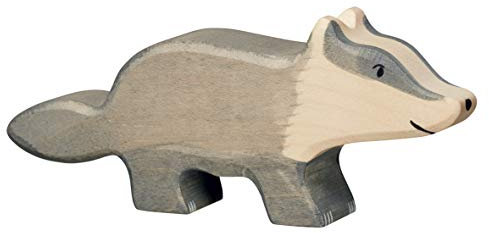 cama24com Holztiger Dachs Holzfigur Holzspielzeug Wald- und Wiesentiere mit Palandi® Sticker