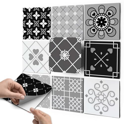 CREATISTO Mosaik Klebefliesen Stickerfliesen Fliesenfolie - Hochwertige Sticker Aufkleber für Wandfliesen I Stickerfliesen - Mosaikfliesen für Küche, Bad, WC Bordüre (10x10 cm I 9 -Teilig)