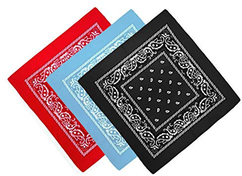 Unbekannt Bandana Kopftuch Halstuch Nickituch Biker Tuch Motorad Tuch verschied.24 Farben Paisley Muster (Schwarz,Rot,Hellblau)