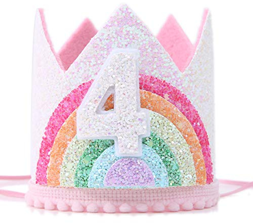Birthday Rainbow Girl Crown, Birthday Hat for Event Party Supplies,Photo Props