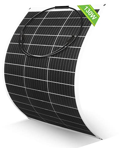 ECO-WORTHY Solarpanel, 130 W, 12 V, weich, monokristallin, flexibel, Photovoltaik, für Wohnmobile, Boote und andere unebene Oberflächen