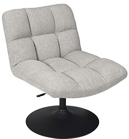 HOME DECO FACTORY Fauteuil Pivotant Reglable Siege Salon Salle À Manger Bois Tissu Gris Hd7149 80 X 79,5-89,5 X 65 cm