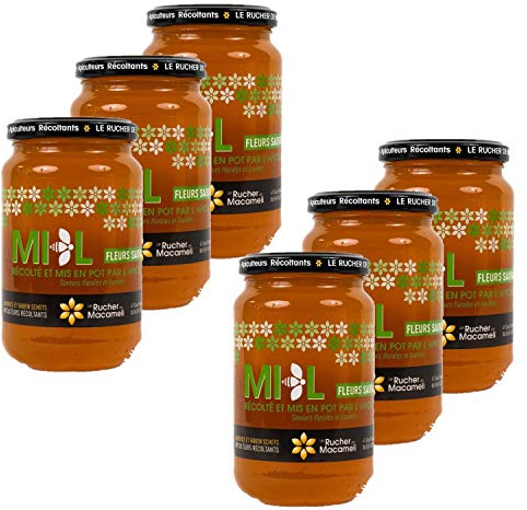 Lot 6x Miel de Fleurs Sauvages - Monts du Lyonnais - Rhône Alpes - Le Rucher de Macameli - pot 500g