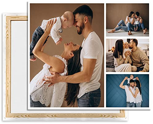 Ferocity Leinwand bild mit fotos selbst gestalten 80 x 60, eigne 4 Fotos auf Leinwand drucken Lassen, Fotogeschenk, Wandbild mit Wunschmotiv personalisiert Querformat [128]