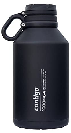 Contigo Grand stainless steel drinks bottle, 100 % leakproof, extra large water bottle with wide screw-top lid, keeps drinks cold for up to 30 hours, premium outdoor insulated bottle, 1900 ml