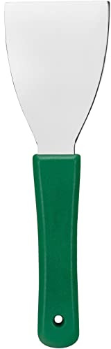 SPARTA Steel Handheld Scraper Kitchen Scraper Tool with Food-Safe Plastic Handle for Griddles, Pans, Pots, and Cutting Boards in Commercial Settings, Stainless Steel, 3 Inches, Green