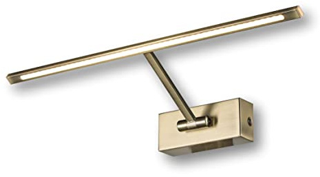 Applique a LED per illuminare quadri, specchi, murales, ecc., LED da 8W in stile tradizionale ed elegante, tonalità di luce calda 3000K, bronzo invecchiato, completamente snodata e girevole. 46 cm