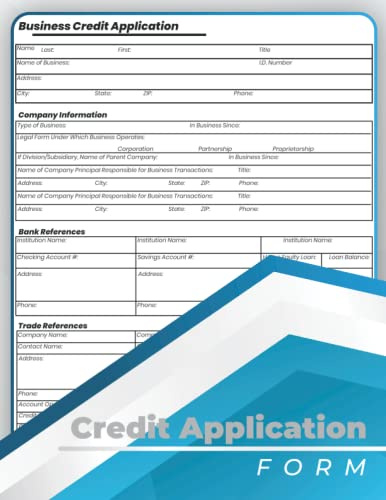 Credit Application Form Book: Simple Credit Application Form to request credit and Loan. 120 Forms (one page Form)