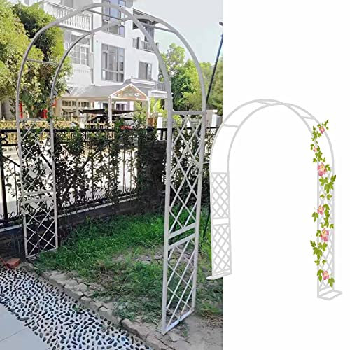 2.30m 2.5m Metallo Arco Da Giardino Arco Per Rose Padiglioni Traliccio Con Base Nero Decorazione Arco Per Piante Rampicanti Rampicanti Sostegno(Bianca,310x250cm/122x98in)