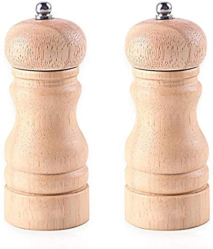TONZN 2 Pieces Sesame Wood Chili Mill Vibrator Baking Accessories Salt Mill Salt and Pepper Mills