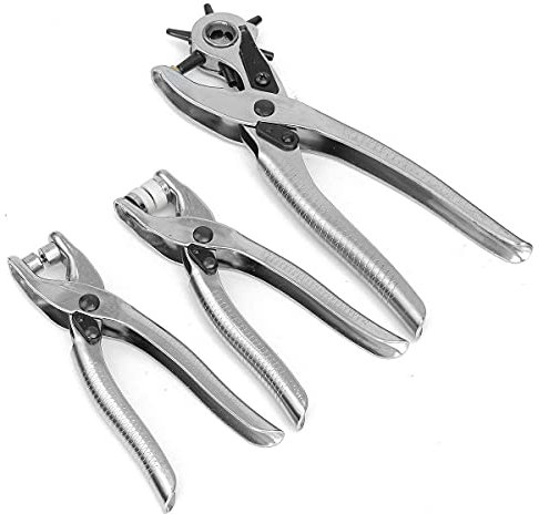 JMorCO Schraubendreher-Set, Valet-Handwerkzeuge, 3-teiliges Knopftüllensetzer-Werkzeugset, Locher für Ledergürtel, Ösenzange und Druckknopf. Langlebig