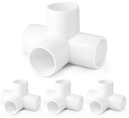 4 Way PVC Pipe Fittings 1 Inch, Zernmiarder White PVC Elbow Corner Side Outlet Tee Fitting, SCH40 Furniture Grade Pipe Connectors - Fits 1 Polyvinyl Chloride Pipes, 4 Pieces