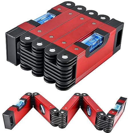 Folding Level Tool,Magnetic Alloy Multi-Function Portable Level Measuring Tool, Extendable Level with 4 Easy to Read Level Bubbles, 28-In Spirit Herramientas, Precise Leveling In Any Position