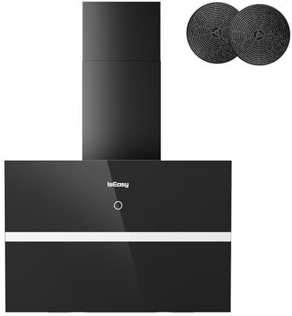 Campana extractora de 60 cm, extractor de aire recirculante con potente potencia de succión de 578 m³/h, 4 niveles de ajuste, modo de extracción, temporizador de 1 a 9 minutos, 58 dB, eficiencia A++